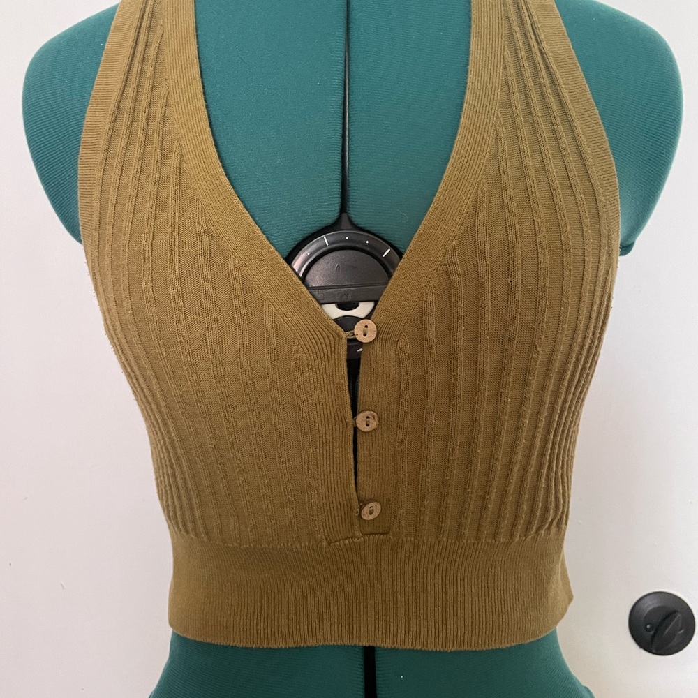 Free People cropped knit vest in mount olive